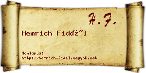 Hemrich Fidél névjegykártya
